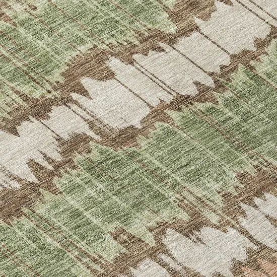Chocolate Copper And Green Striped Washable Indoor Outdoor Area Rug Photo 4