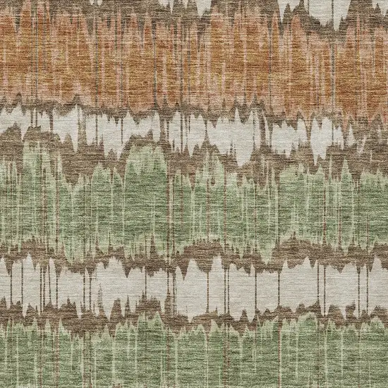 Chocolate Copper And Green Striped Washable Indoor Outdoor Area Rug Photo 5