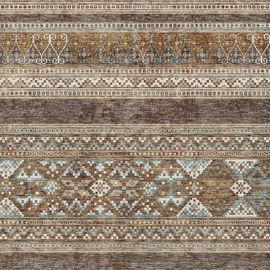 Chocolate Copper And Ivory Southwestern Washable Area Rug With UV Protection Photo 4