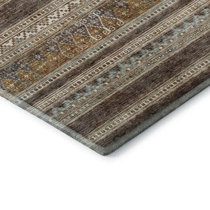 Chocolate Copper And Ivory Southwestern Washable Area Rug With UV Protection Photo 9