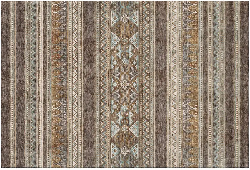 Chocolate Copper And Ivory Southwestern Washable Area Rug With UV Protection Photo 2