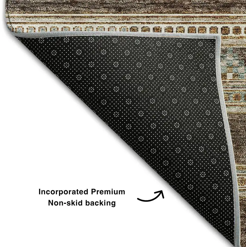 Chocolate Copper And Ivory Southwestern Washable Area Rug With UV Protection Photo 8