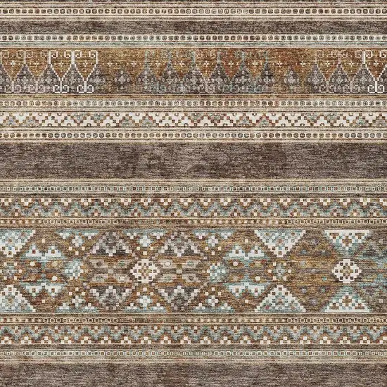 Chocolate Copper And Ivory Southwestern Washable Area Rug With UV Protection Photo 4