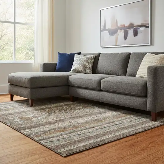 Chocolate Copper And Ivory Southwestern Washable Area Rug With UV Protection Photo 1