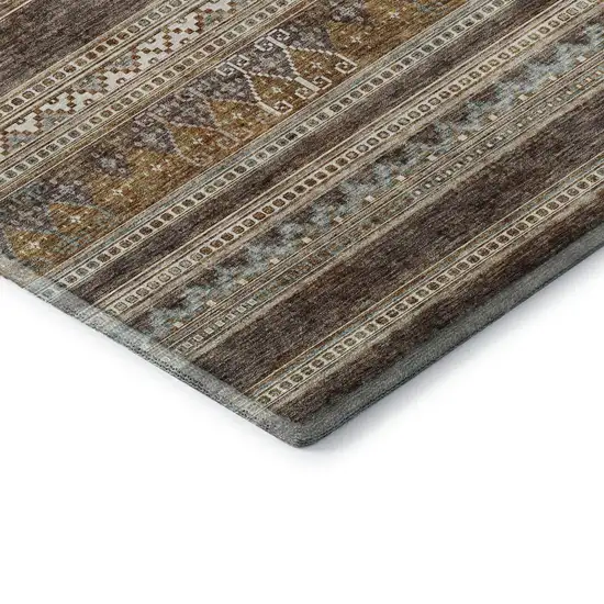 Chocolate Copper And Ivory Southwestern Washable Area Rug With UV Protection Photo 5