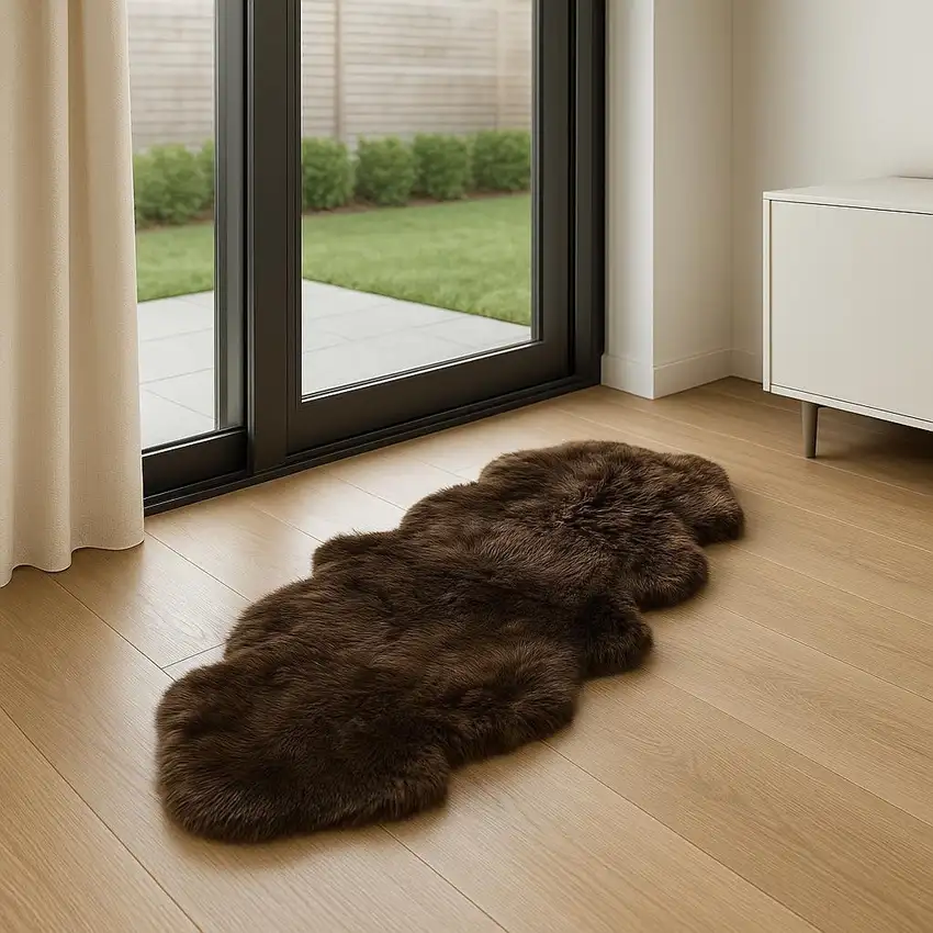 6' Chocolate Genuine Sheepskin Area Rug Photo 1