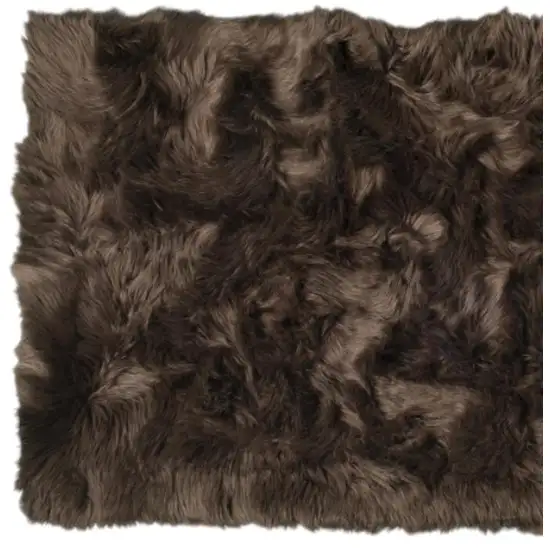Chocolate Faux Fur Non Skid Area Rug Photo 3