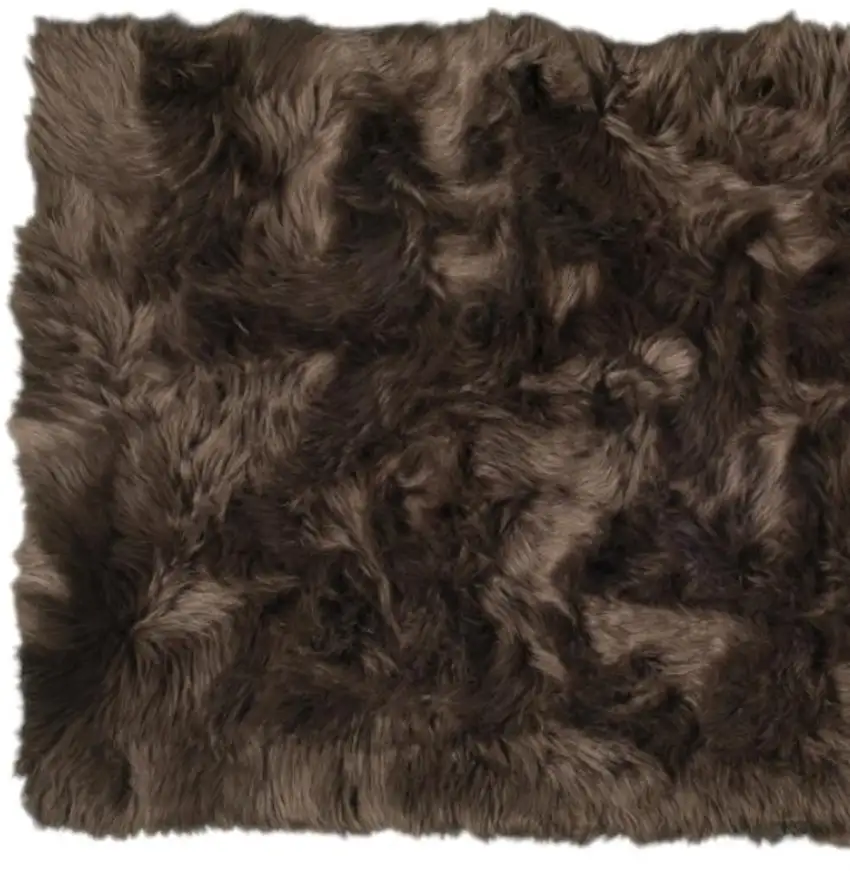 Chocolate Faux Fur Non Skid Area Rug Photo 3