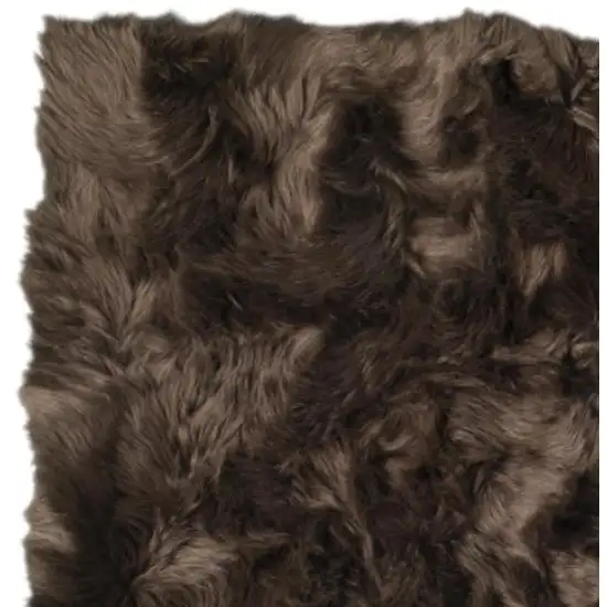 Chocolate Faux Fur Non Skid Area Rug Photo 4