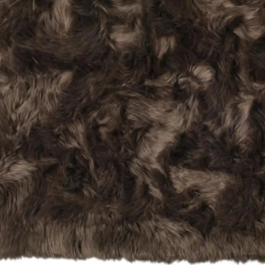 Chocolate Faux Fur Non Skid Area Rug Photo 6