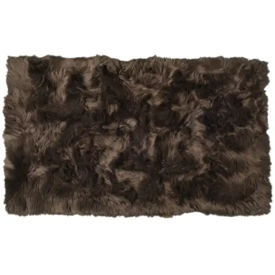 Chocolate Faux Fur Non Skid Area Rug Photo 1