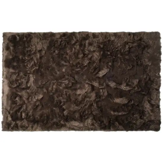 Chocolate Faux Fur Non Skid Area Rug Photo 2
