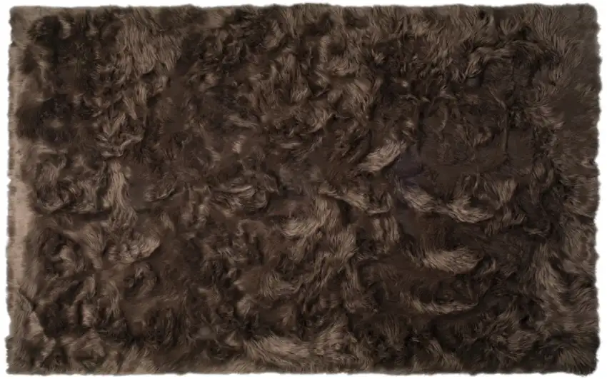 Chocolate Faux Fur Non Skid Area Rug Photo 2