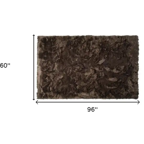 Chocolate Faux Fur Non Skid Area Rug Photo 3
