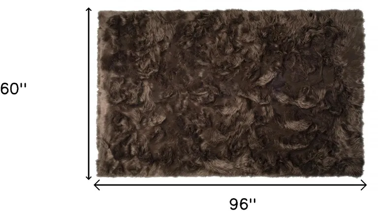 Chocolate Faux Fur Non Skid Area Rug Photo 3