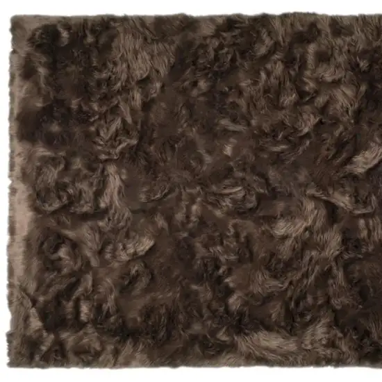 Chocolate Faux Fur Non Skid Area Rug Photo 4