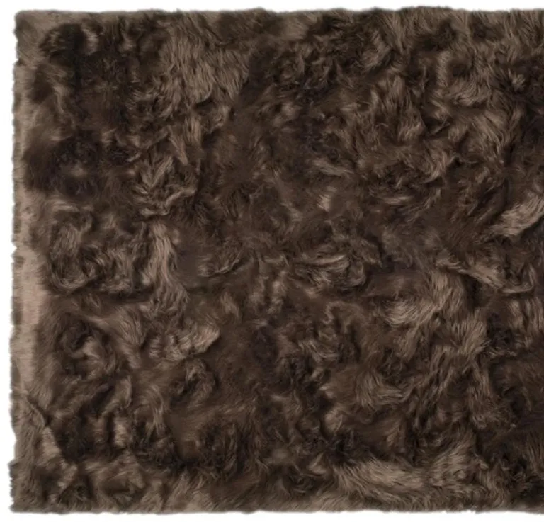 Chocolate Faux Fur Non Skid Area Rug Photo 4