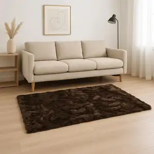 Photo of Chocolate Faux Fur Non Skid Area Rug