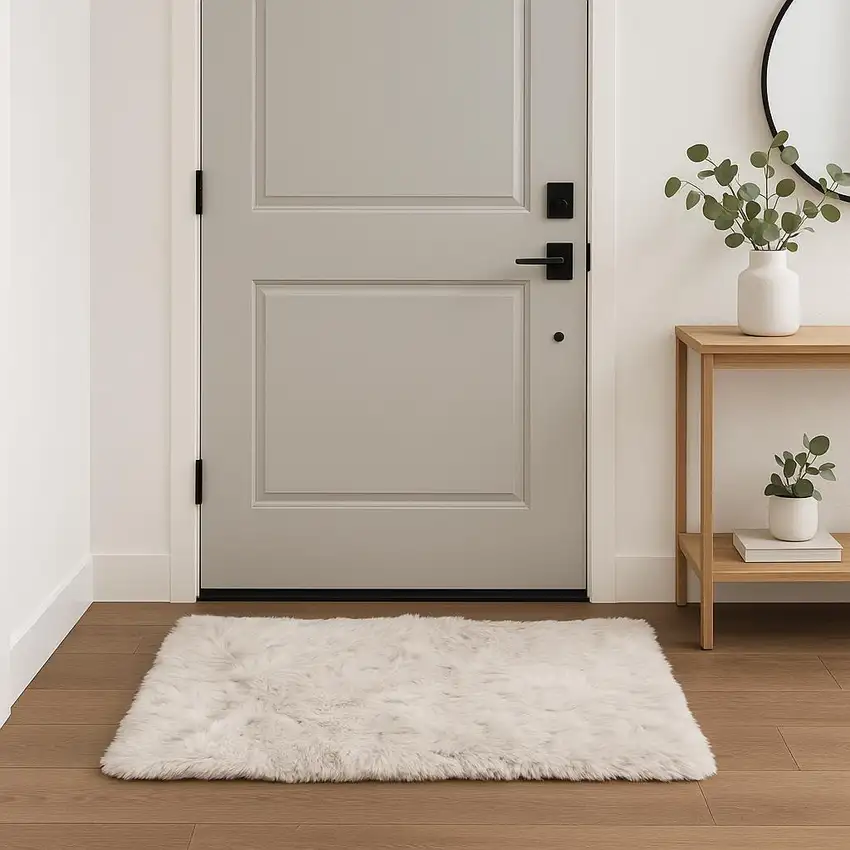 Chocolate Faux Fur Ombre Non Skid Area Rug Photo 2