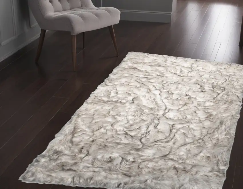 Chocolate Faux Fur Ombre Non Skid Area Rug Photo 1