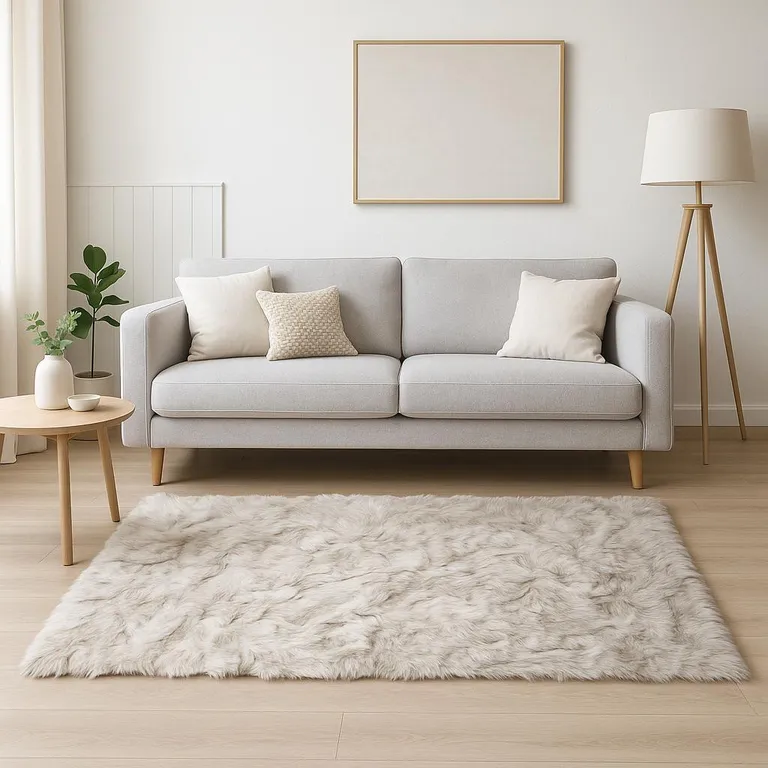 Chocolate Faux Fur Ombre Non Skid Area Rug Photo 5