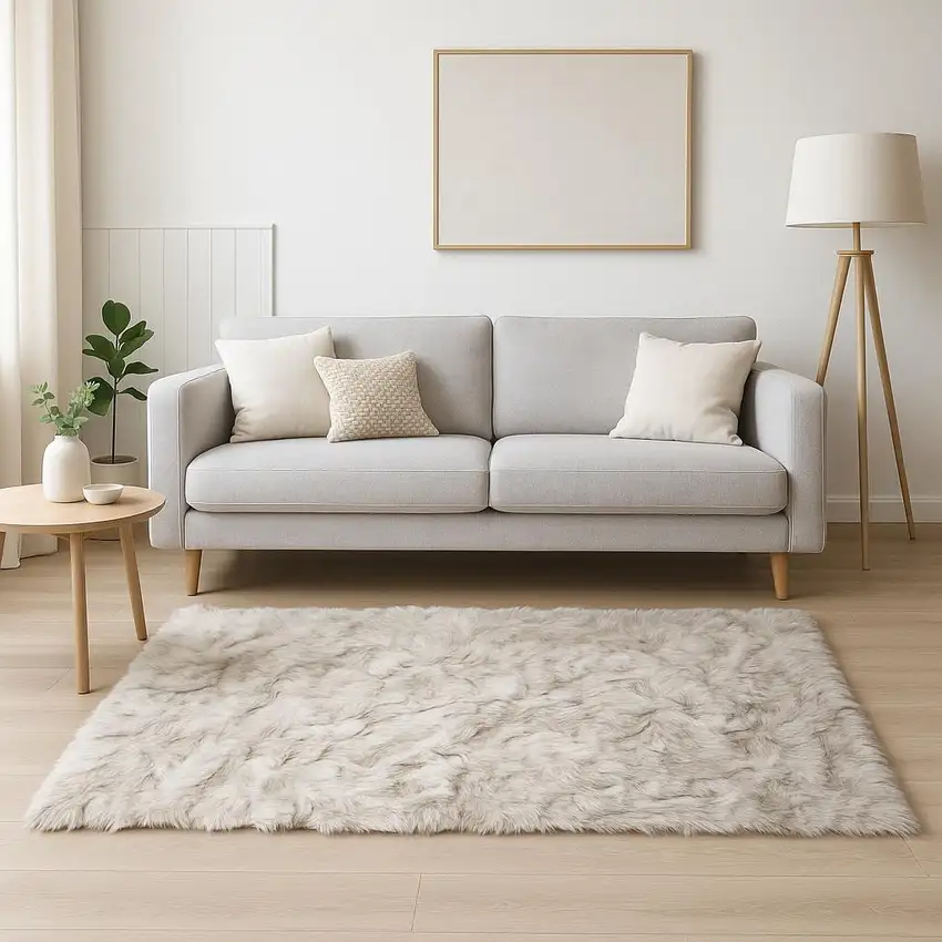 Chocolate Faux Fur Ombre Non Skid Area Rug Photo 1