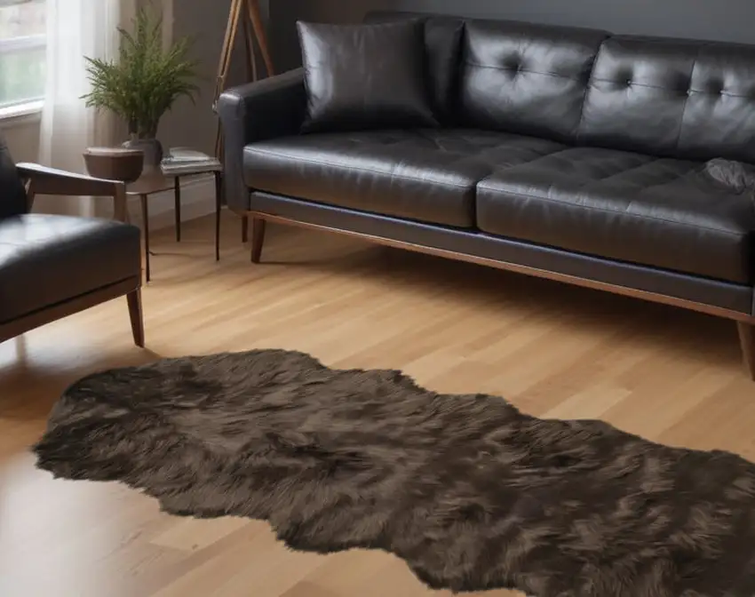 Chocolate Faux Fur Washable Non Skid Area Rug Photo 1
