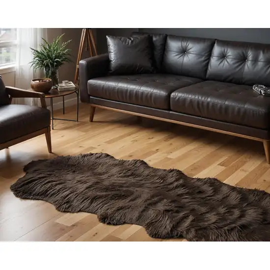 Chocolate Faux Fur Washable Non Skid Area Rug Photo 1