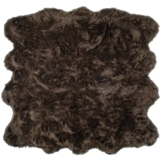 Chocolate Faux Fur Washable Non Skid Area Rug Photo 2