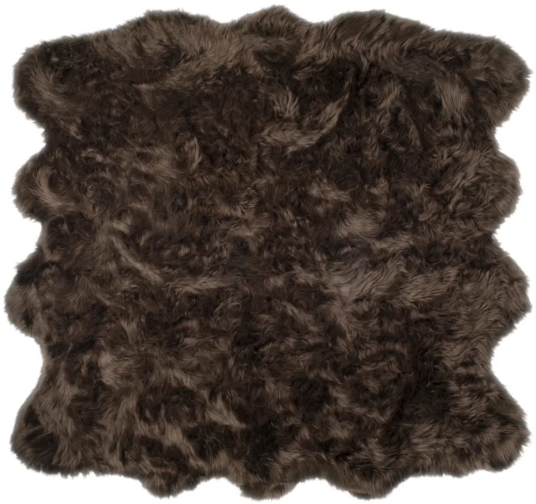 Chocolate Faux Fur Washable Non Skid Area Rug Photo 2