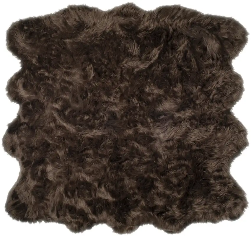 Chocolate Faux Fur Washable Non Skid Area Rug Photo 2