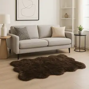 Photo of Chocolate Faux Fur Washable Non Skid Area Rug