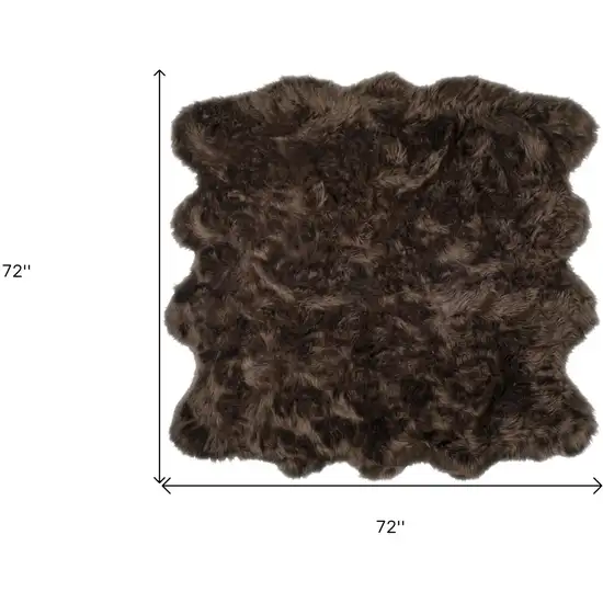 Chocolate Faux Fur Washable Non Skid Area Rug Photo 3