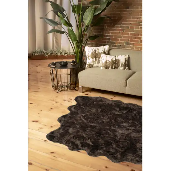 Chocolate Faux Fur Washable Non Skid Area Rug Photo 4