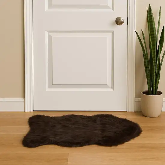 Chocolate Faux Sheepskin Shag Area Rug Photo 1