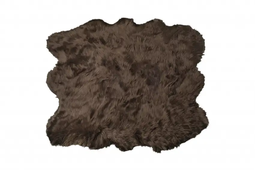 Chocolate Faux Sheepskin Non Skid Area Rug Photo 3