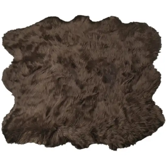 Chocolate Faux Sheepskin Shag Washable Area Rug Photo 2