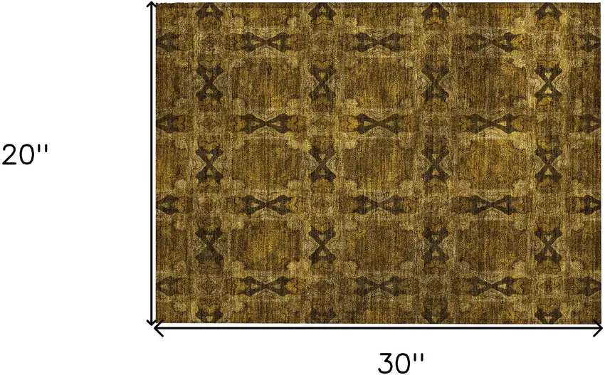 Chocolate Floral Medallion Washable Non Skid Indoor Outdoor Area Rug Photo 3