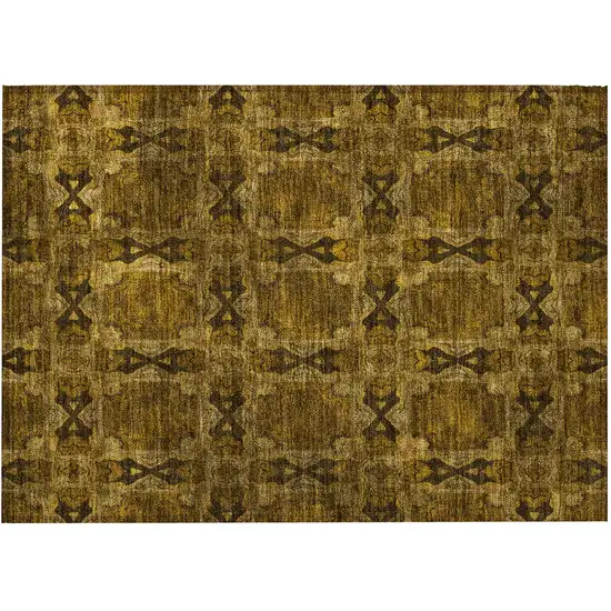 Chocolate Floral Medallion Washable Non Skid Indoor Outdoor Area Rug Photo 4