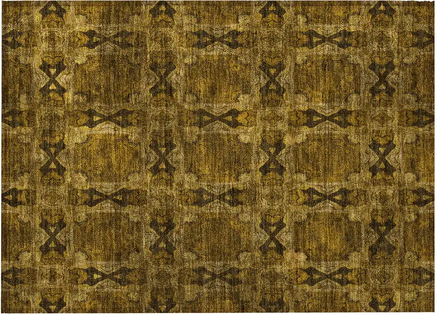 Chocolate Floral Medallion Washable Non Skid Indoor Outdoor Area Rug Photo 4