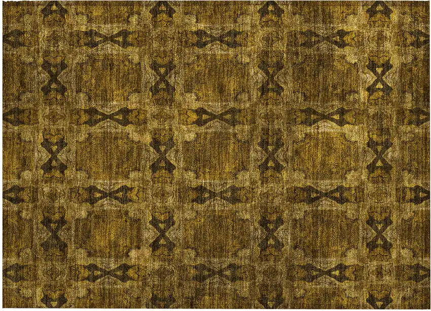 Chocolate Floral Medallion Washable Non Skid Indoor Outdoor Area Rug Photo 2