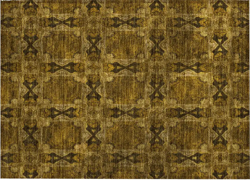 Chocolate Floral Medallion Washable Non Skid Indoor Outdoor Area Rug Photo 2
