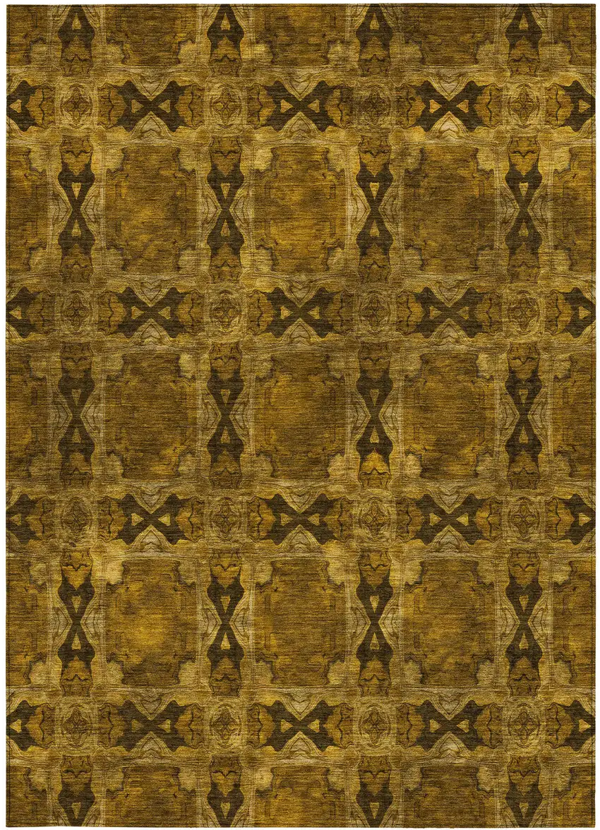 Chocolate Floral Medallion Washable Non Skid Indoor Outdoor Area Rug Photo 5