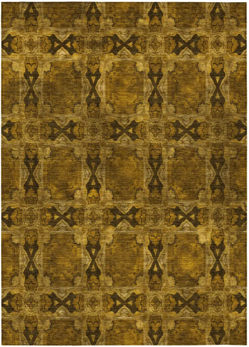 Chocolate Floral Medallion Washable Non Skid Indoor Outdoor Area Rug Photo 2