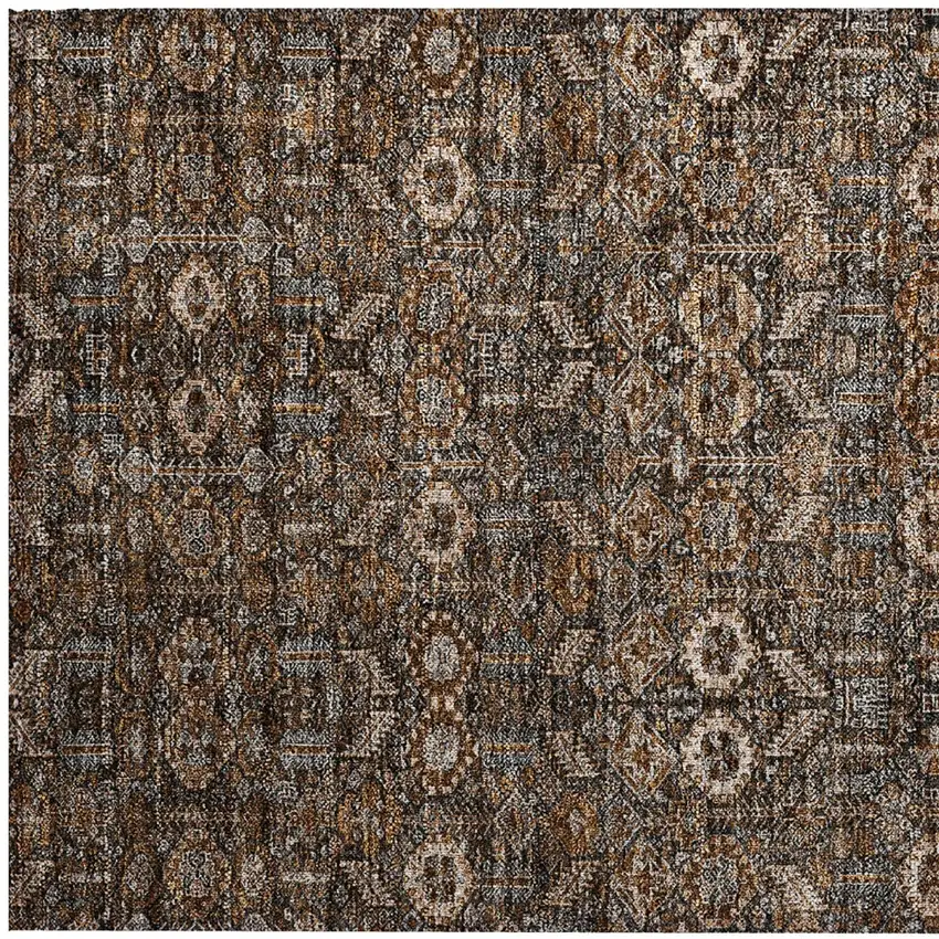 Chocolate Tribal Washable Indoor Outdoor Area Rug Photo 7