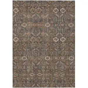 Photo of Chocolate Floral Washable Non Skid Indoor Outdoor Area Rug