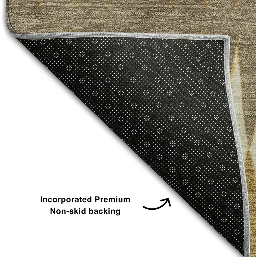 Chocolate Gold And Beige Striped Washable Area Rug With UV Protection Photo 6