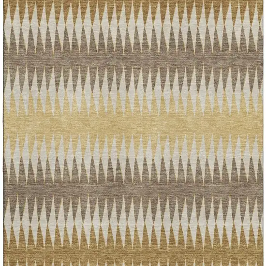 Chocolate Gold And Beige Striped Washable Area Rug With UV Protection Photo 3
