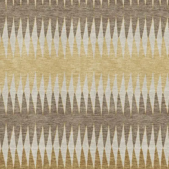 Chocolate Gold And Beige Striped Washable Area Rug With UV Protection Photo 3