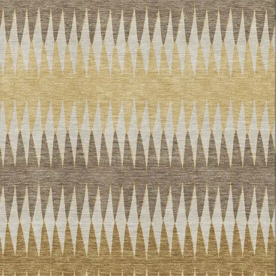 Chocolate Gold And Beige Striped Washable Area Rug With UV Protection Photo 3